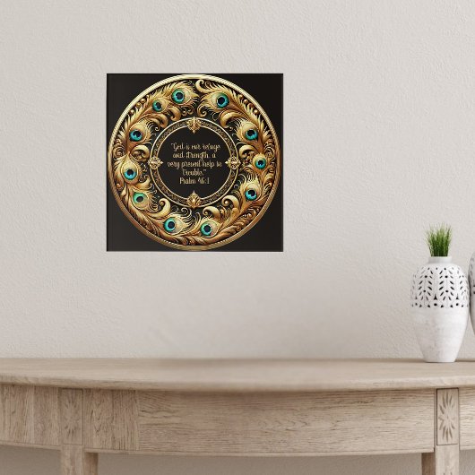 厚い孔雀の羽のフレーム聖書の詩 ポスター