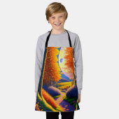 厚い生垣の間の狭い道装飾用クッション エプロン (着用した状態)