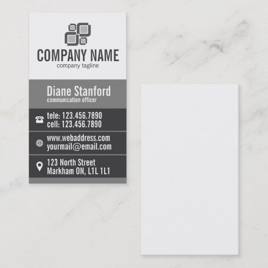 厚くストライプなプロフェッショナル-灰色 名刺 (正面/裏面)