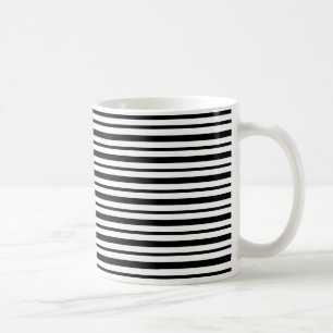 厚く、薄い白黒ストライプ コーヒーマグカップ