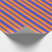厚く、薄い青いおよびオレンジは縞で飾ります ラッピングペーパー (角)