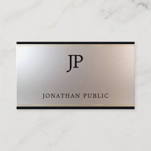 厚のエレガントなモノグラムの金ゴールドの銀のテンプレートの贅沢 名刺 (正面)