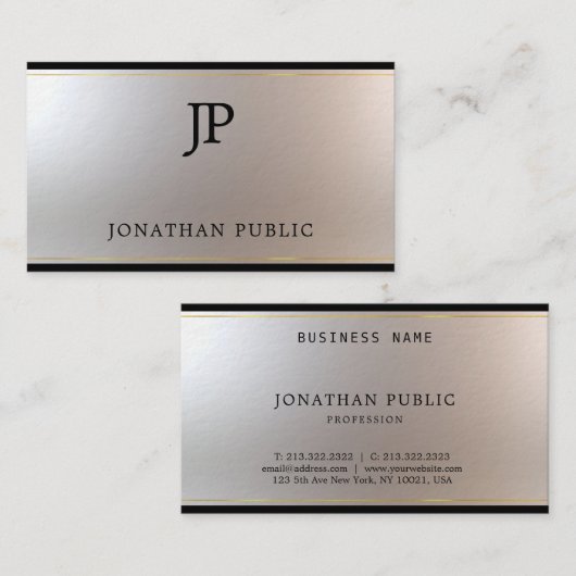 厚のエレガントなモノグラムの金ゴールドの銀のテンプレートの贅沢 名刺 (正面/裏面)