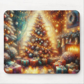 厚みのあるクリスマスツリーのVery Merry and Bright マウスパッド