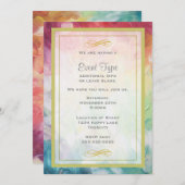 厚カラフルい抽象芸術絵を描汎用パーティー 招待状 (正面/裏面)