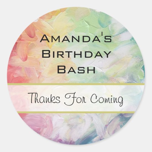 厚手テクスチャ抽象芸術絵を描誕生日 ラウンドシール (正面)