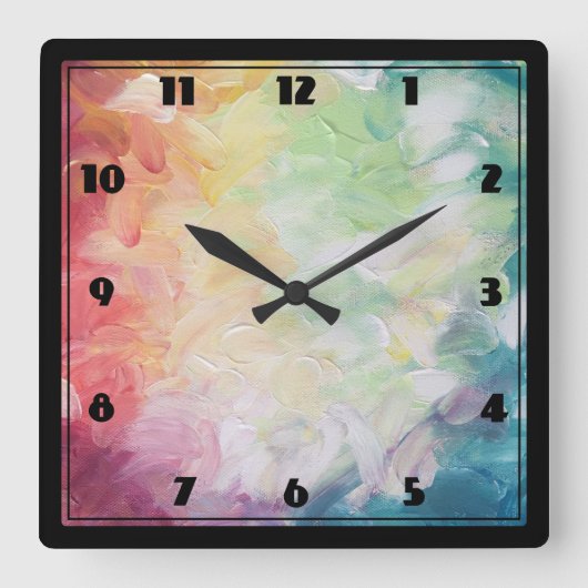 厚手テクスチャ抽象芸術絵を描 スクエア壁時計 (正面)