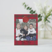 厚紙の写真の冬の葉書についてのワックス印のモノグラム ポストカード (スタンド正面)