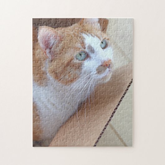 厚紙の箱に入れた生姜虎猫 ジグソーパズル (縦)