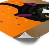 厚紙の箱をのぞき込む幾何学模様の黒猫 ポスター (角)