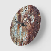 厚錆びメタルパターンの時計面1 ラウンド壁時計 (傾斜)