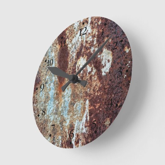 厚錆びメタルパターンの時計面1 ラウンド壁時計 (傾斜)