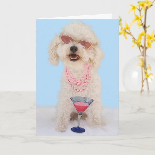 原因のための焦点によるBichon Friseのバースデー・カード カード (黄色い花)