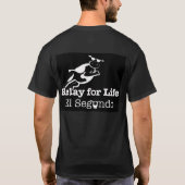 原因の黒のTシャツのための牛 Tシャツ (裏面)