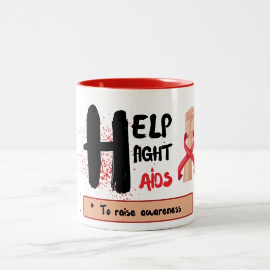 原因を絞る：エイズ救済デー認識度との戦い ツートーンマグカップ (中央)