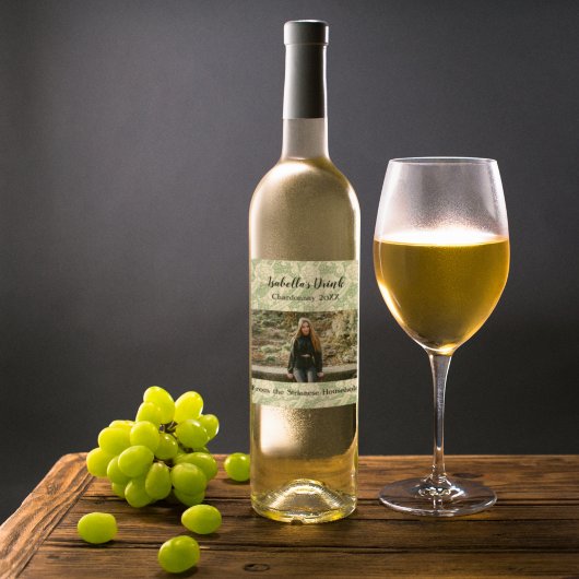 原因パーソナライズされたグリーンフォトカントリーのワインラベル ワインラベル