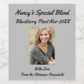 原因パーソナライズされた灰色フォトフレンドパーティー ワインラベル (シングルラベル)