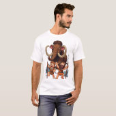 原始人の父と息子のマンモス狩り Tシャツ (正面フル)