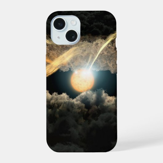 原始惑星系円盤に囲まれた恒星 iPhone 15ケース (裏面)