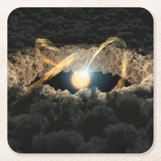 原始惑星系円盤に囲まれた星 スクエアペーパーコースター (正面)