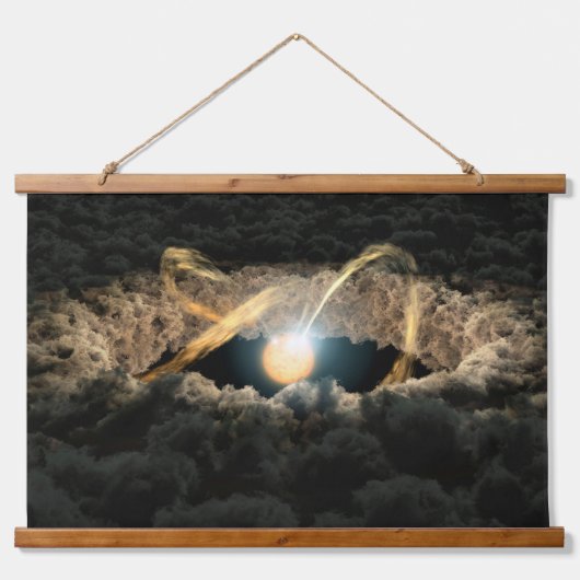 原始惑星系円盤に囲まれた星 吊り下げ型タペストリー (正面)