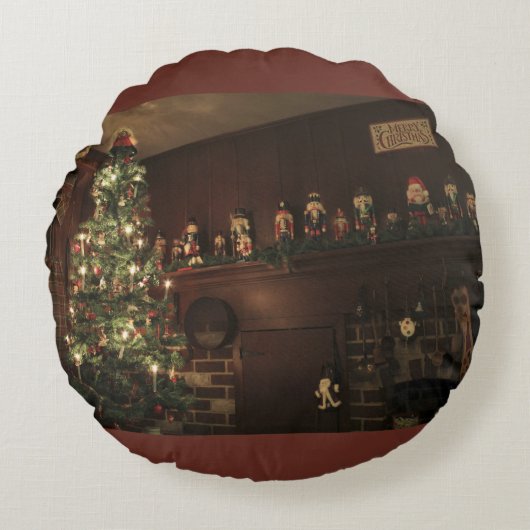 原始的な植民地時代の国のクリスマス休暇 ラウンドクッション (正面)