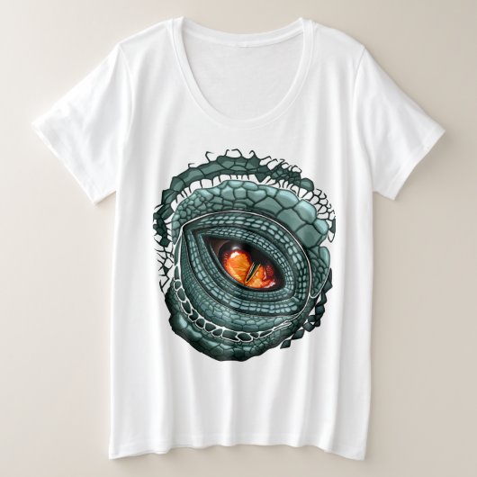 原始的な爬虫類の捕食者の目 プラスサイズTシャツ (デザイン正面)