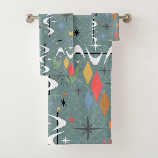 原子アイココンテンポラリーニック抽象芸術青 バスタオルセット (インサイチュ)