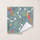 原子アイココンテンポラリーニック抽象芸術青 バスタオルセット (ウォッシュタオル)