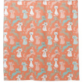 原子オレンジ猫 シャワーカーテン (正面)