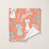 原子オレンジ猫 バスタオルセット (ウォッシュタオル)