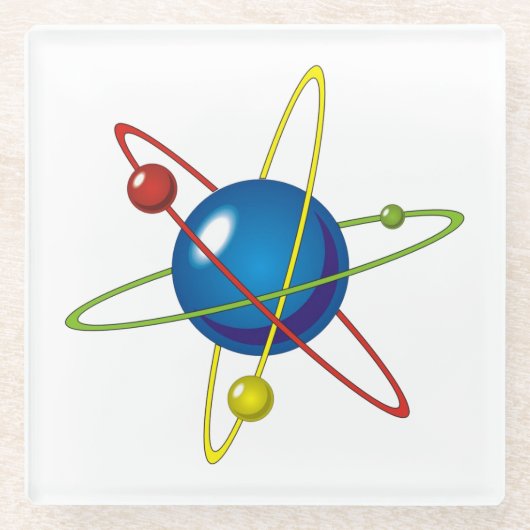 原子カラフルのモデル ガラスコースター (正面)