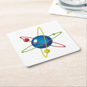 原子カラフルのモデル スクエアペーパーコースター (アングル)