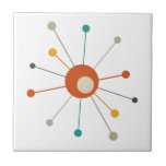 原子カラフル時代スターバストミッドセンチュリーモダン タイル<br><div class="desc">ティール(緑がかった色)ブルーモダン、レッド、タン、イエロー、ブラックのスターバストを特徴とする中世紀の華やかな装飾タイル。これであなたのタイルカラフルに追加する!</div>