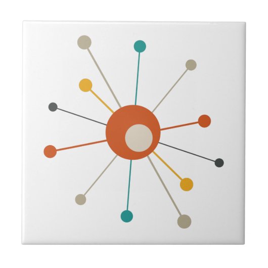 原子カラフル時代スターバストミッドセンチュリーモダン タイル (正面)