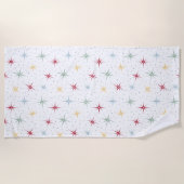 原子カラフル時代スターバストミッドセンチュリー・パターン ビーチタオル (正面)