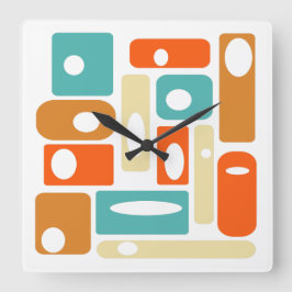 原子カラフル長方形ミッドセンチュリーヴィンテージ スクエア壁時計