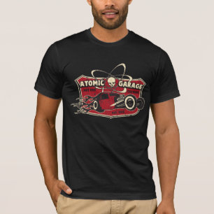 原子ガレージのレトロのスカルの前部ティー Tシャツ
