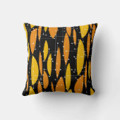 原子スタイル、黒オレンジ色の幾何学的パターン。 クッション (裏面)