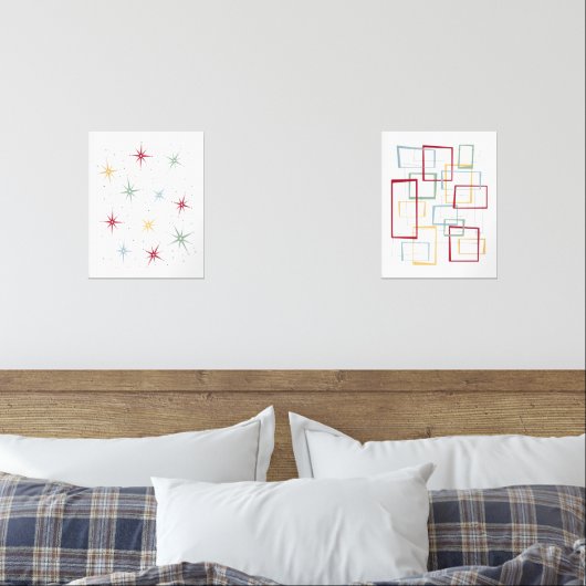 原子スターバストと抽象芸術スクウェアミッドセンチュリー (寝室)