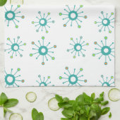 原子スターバストカラフルターコイズ キッチンタオル (折り畳み)