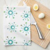 原子スターバストカラフルターコイズ キッチンタオル (四つ折り)