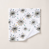 原子スターバストパターンレトロミッドセンチュリー バスタオルセット (ウォッシュタオル)