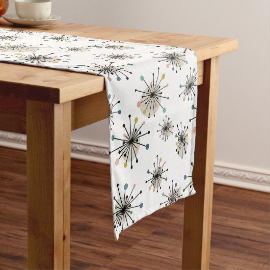原子スターバストミッドセンチュリーモダンレトロパターン ショートテーブルランナー (インサイチュ)