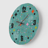 原子スターバストレトロデザイン装飾用クッション ラージ壁時計 (傾斜)