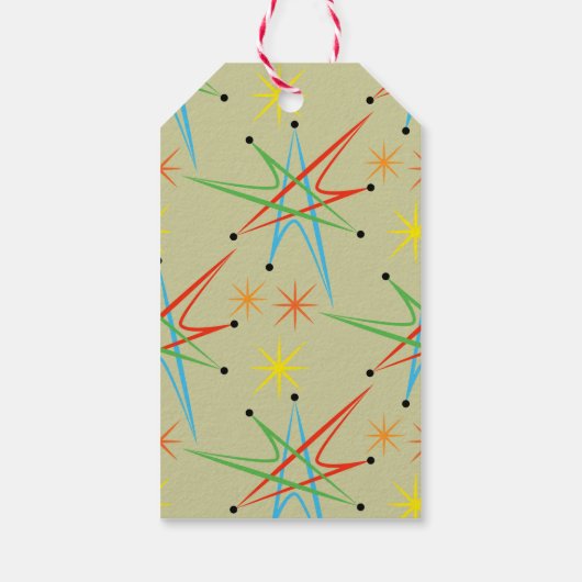 原子スターバストレトロ数々の色パターン ギフトタグ (裏面)
