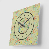 原子スターバストレトロ数々の色パターン スクエア壁時計 (傾斜)