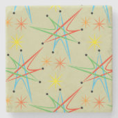 原子スターバストレトロ数々の色パターン ストーンコースター (正面)