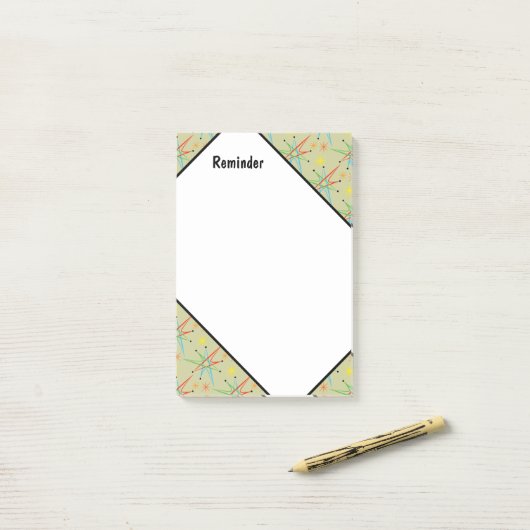 原子スターバストレトロ数々の色パターン ポストイット (デスク上)