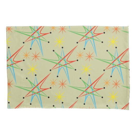 原子スターバストレトロ数々の色パターン 枕カバー (正面)